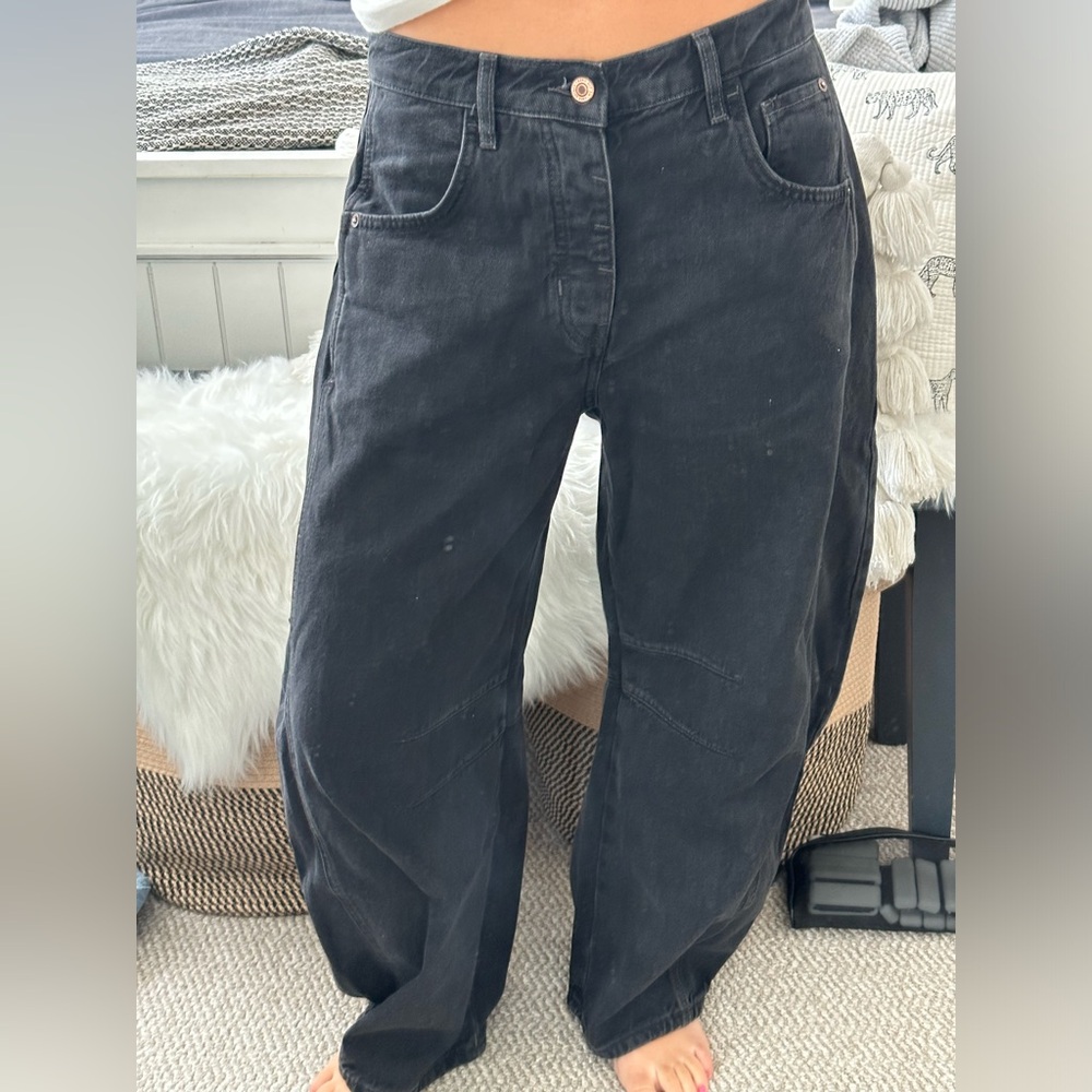 Free People Black Barrel Jeans